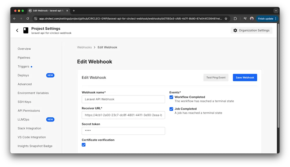 Configure webhook