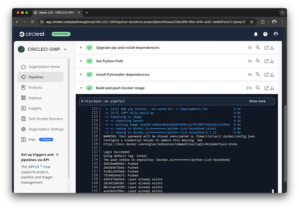 CircleCI pipeline success