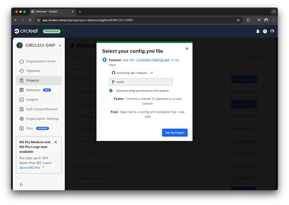 Selecting configuration file