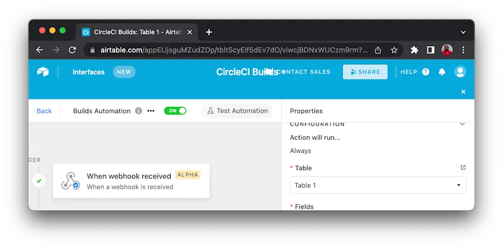 Turn on automation - Airtable