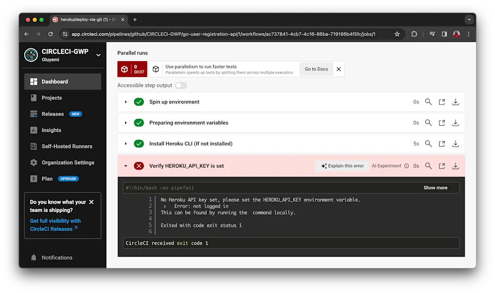 CircleCI build failed