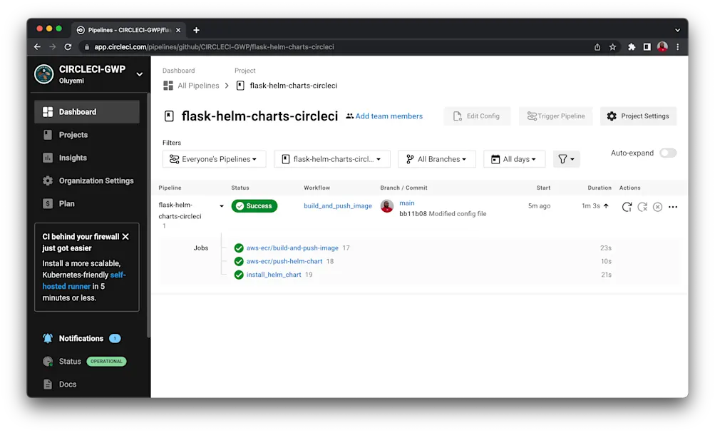 CircleCI pipeline builds successfully
