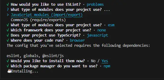 Eslint prompt