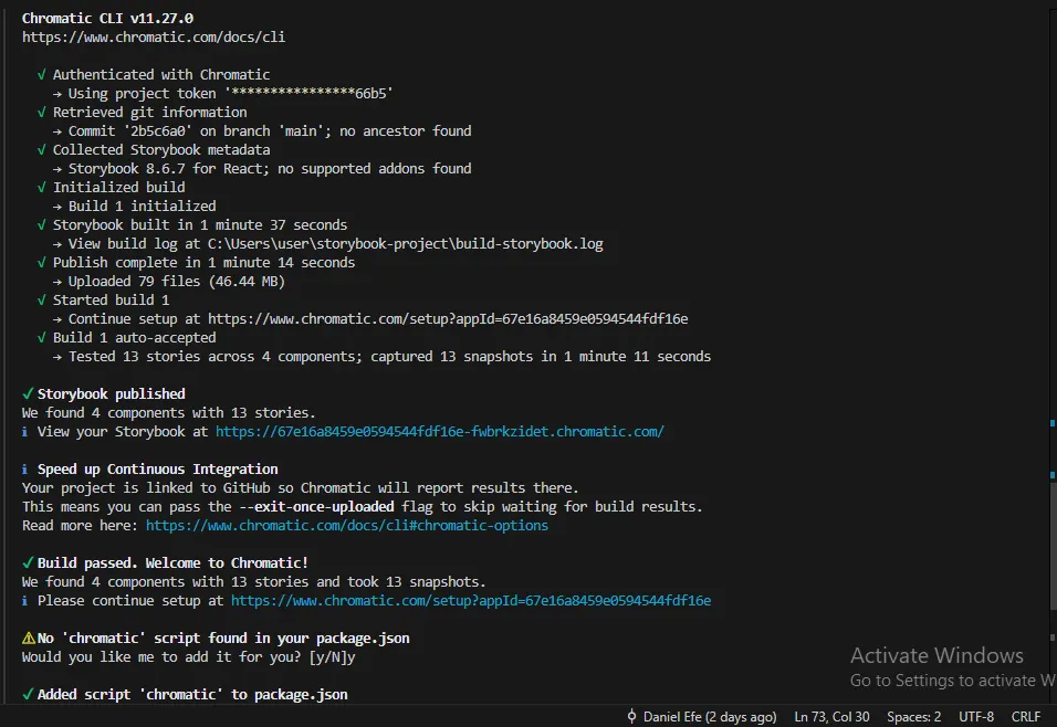 Chromatic tests and publish stories