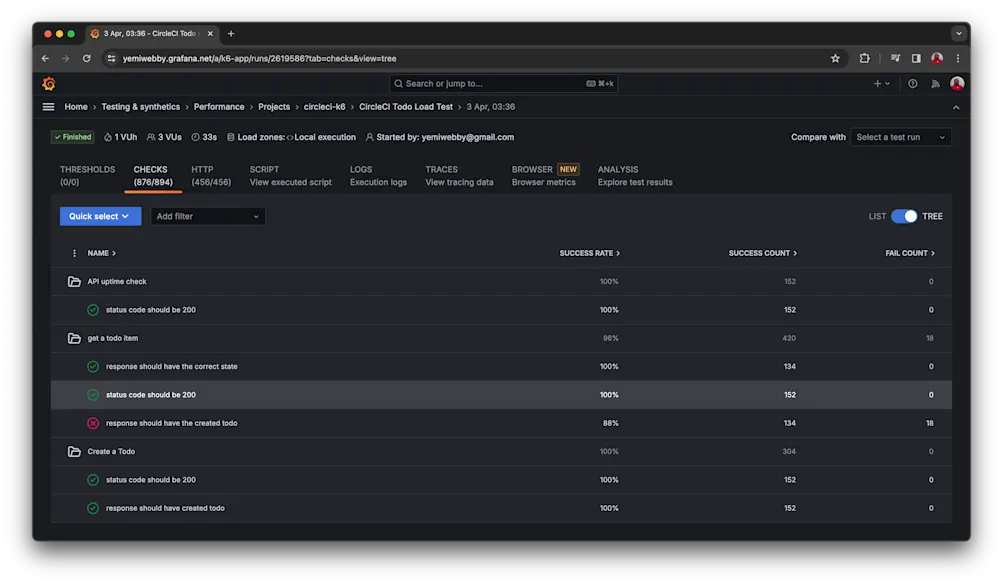 k6 performance insight checks