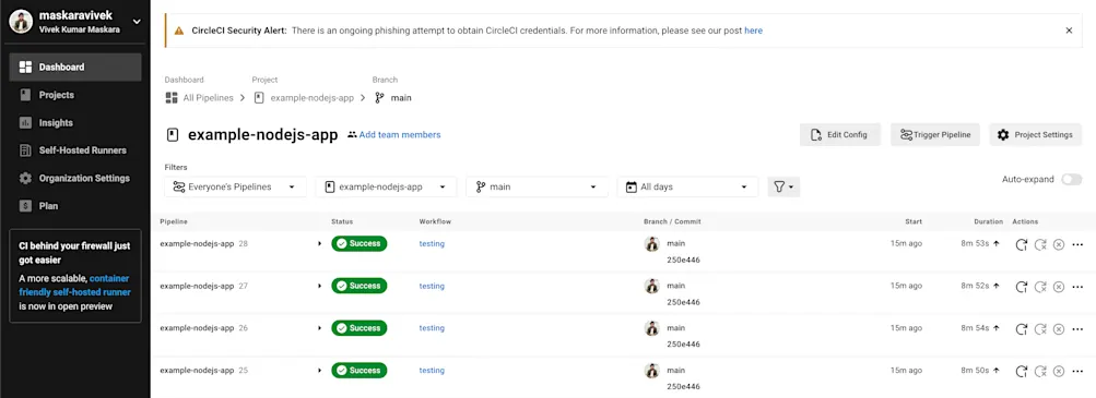 All NodeJS jobs completing successfully
