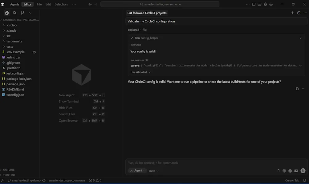 CircleCI Cursor Validating CircleCI config file with MCP server