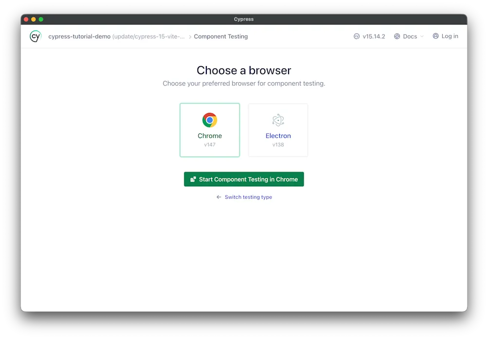 Select testing option