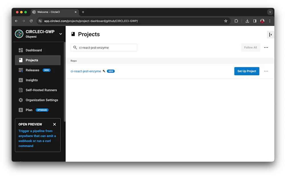 Setup project CircleCI