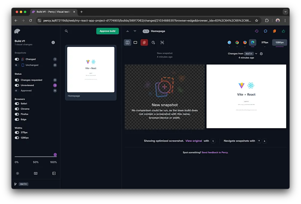 Percy project dashboard