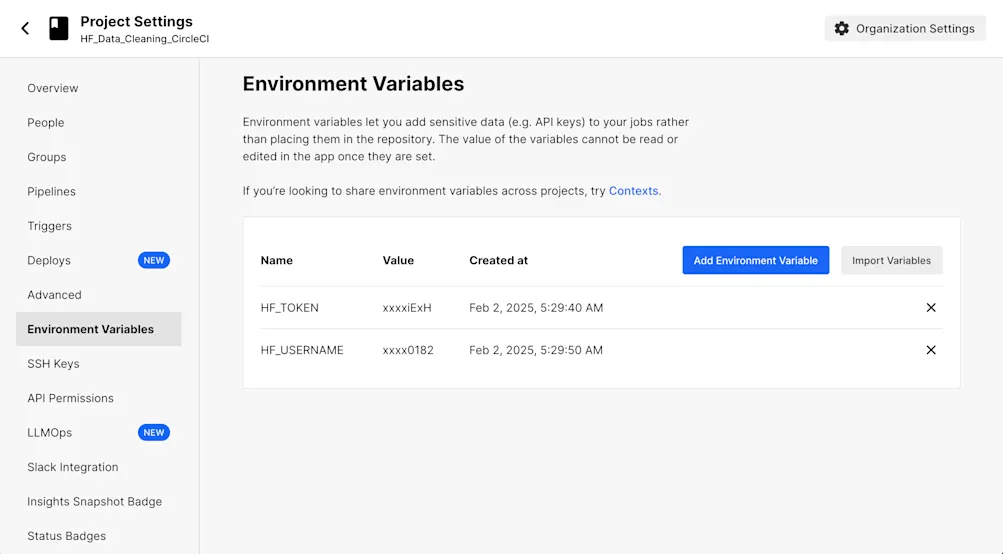 Environment variables
