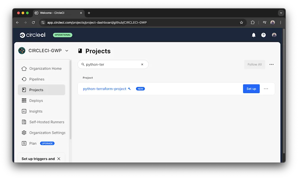 CircleCI dashboard