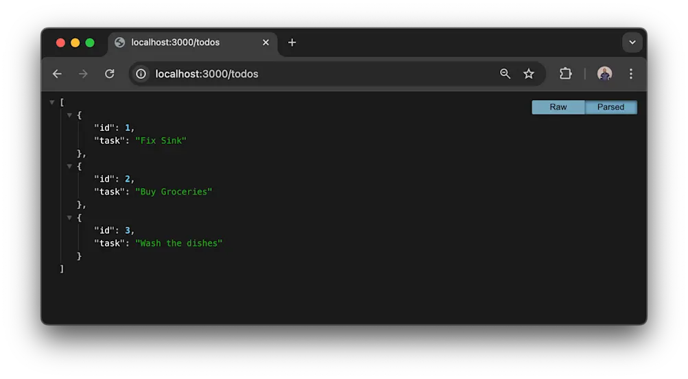 Todos endpoint - Node app