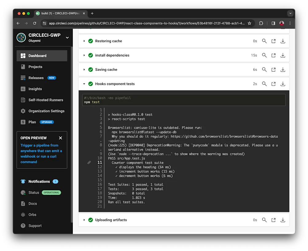 Successful tests execution