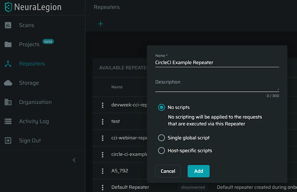 Newly-created Repeater ID