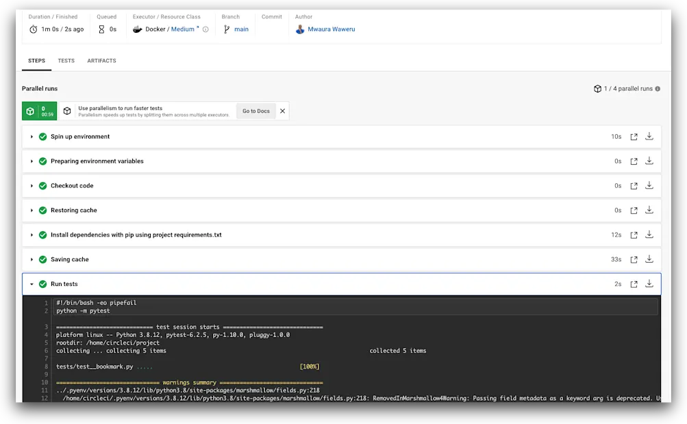 Pipeline setup success