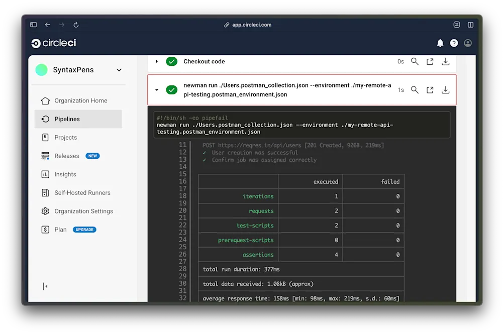 Test results - CircleCI