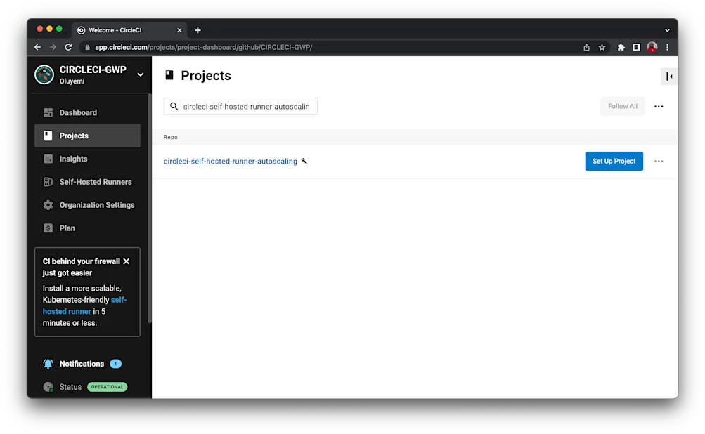 Circle CI set up project