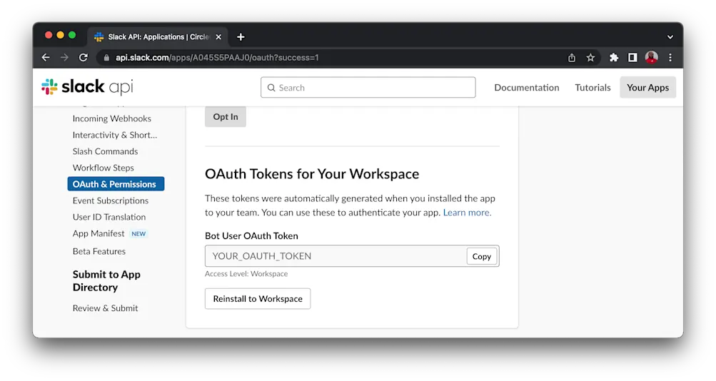 Your OAuth Token