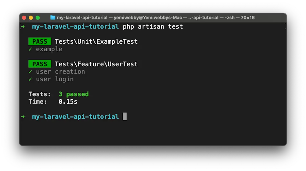 PHPUnit test successful