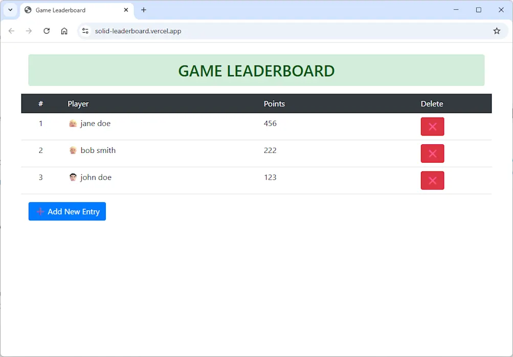 Vercel deployed SolidStart app