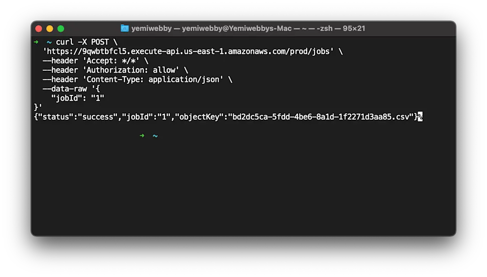API success response