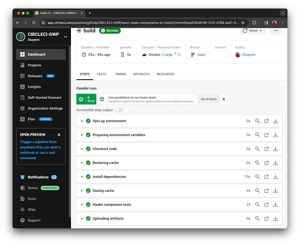 Successful pipeline execution