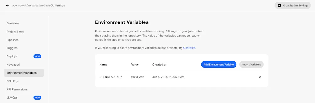 Addind an environment variable