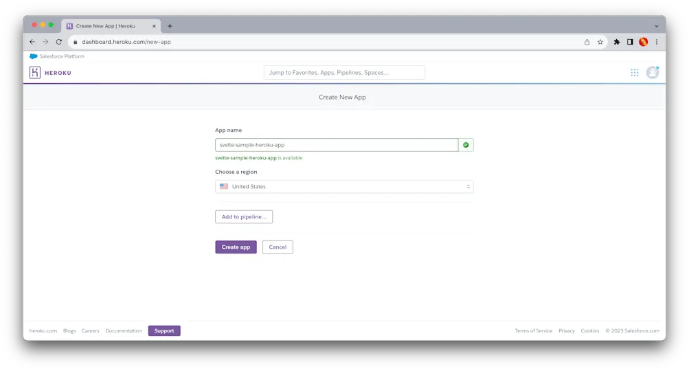 New App - Heroku