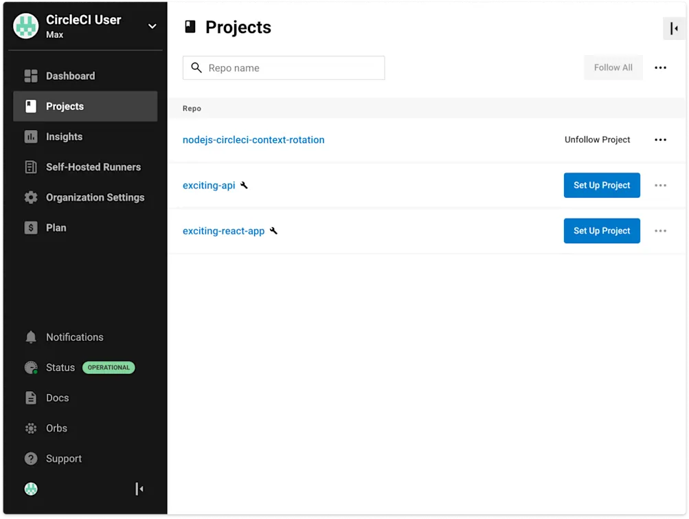 List of imported projects
