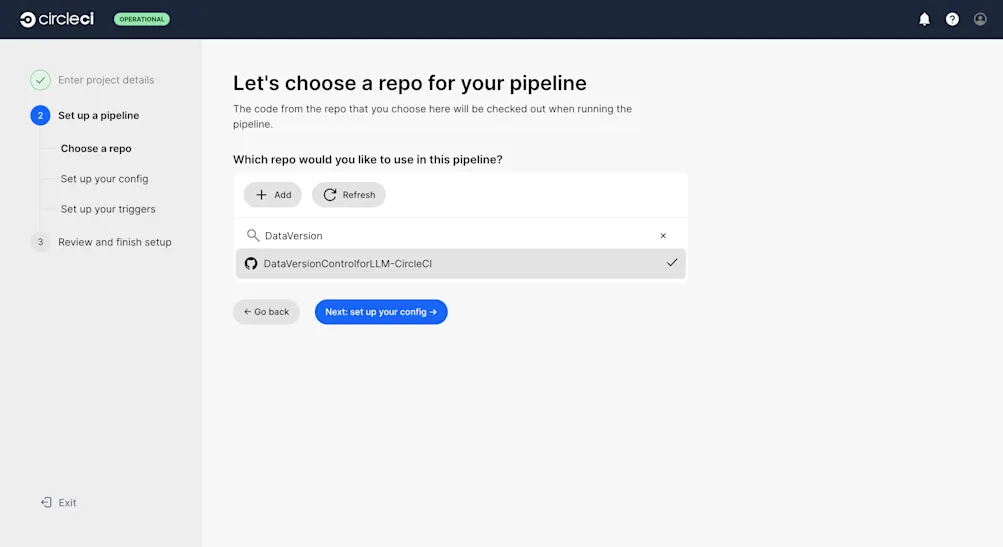Choose GitHub repo