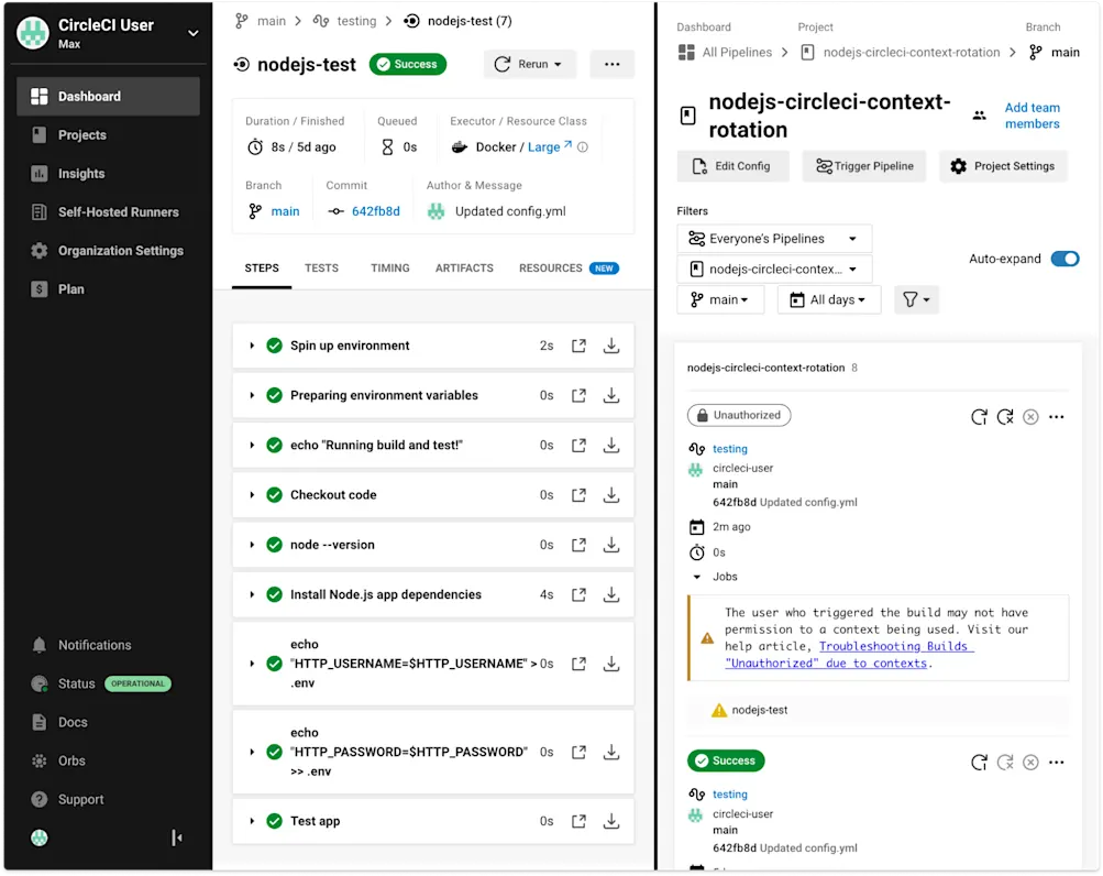Project denied access to required context warning