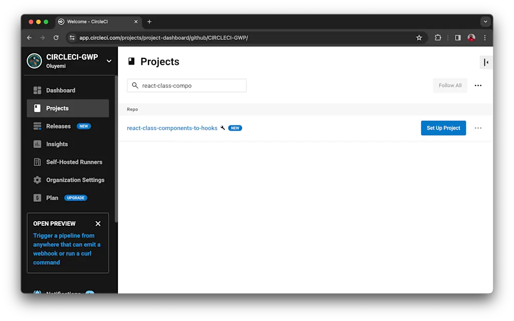 Setting up project CircleCI