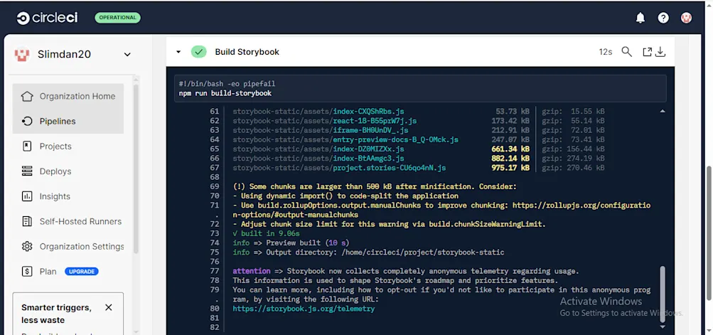 Build Storybook workflow