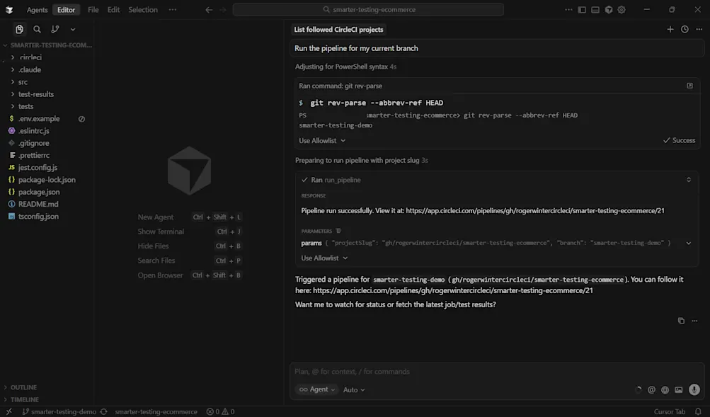 Cursor CircleCI MCP Server Running Successful Build