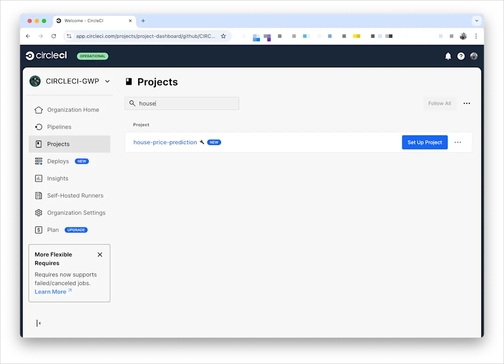 Connecting a new project