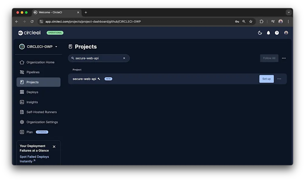 Setting up CircleCI project