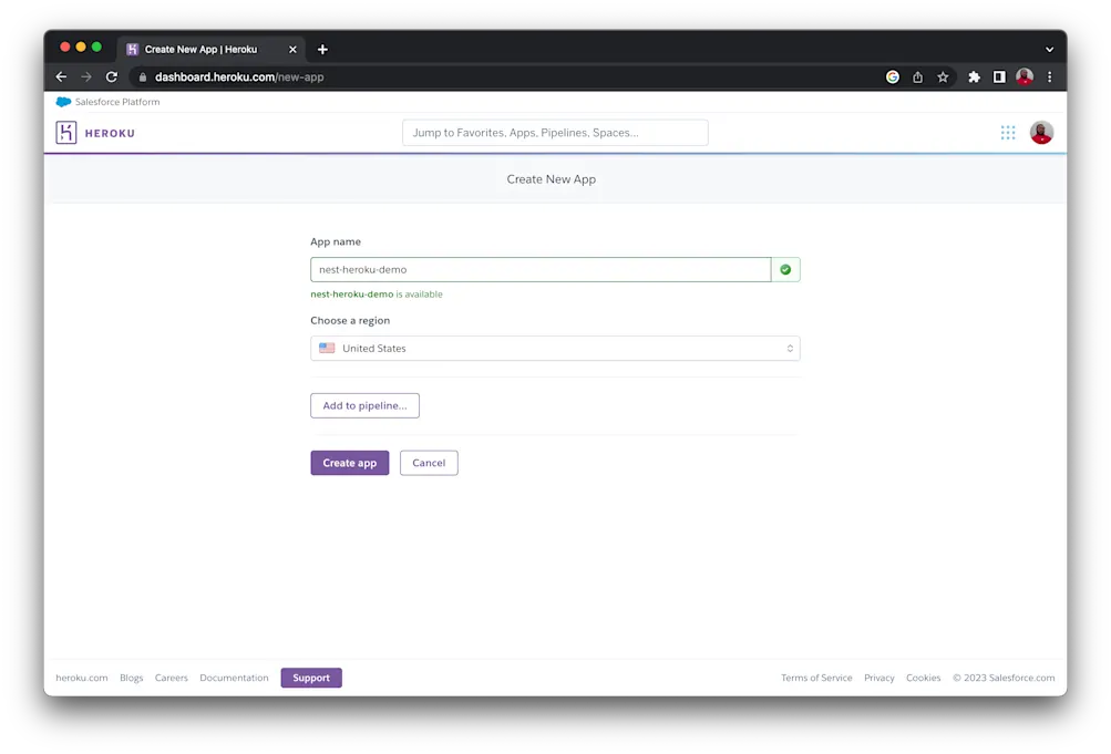 Create Heroku app