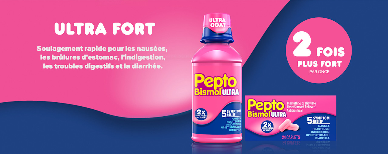 Soulagement rapide pour les nausées, les brûlures d'estomac, l'indigestion, les troubles digestifs et la diarrhée. Ultra strength homepage stripe