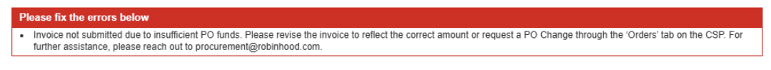Vendors - Invoice Error - Steps