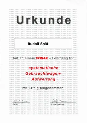 Zertifikat Sonax-Lehrgang