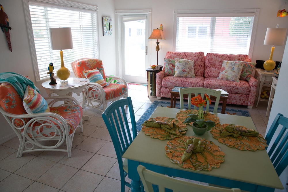 Air BNB Cottage- island Cottage-living-room-facing-gulf