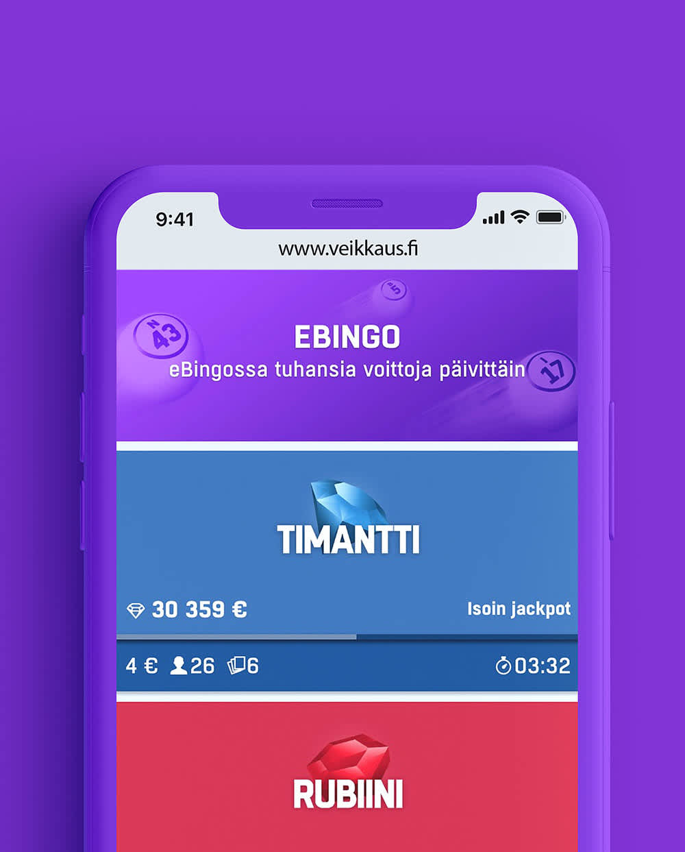 Mobile phone with eBingo screen