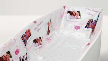 Personalised photograph coffin lining