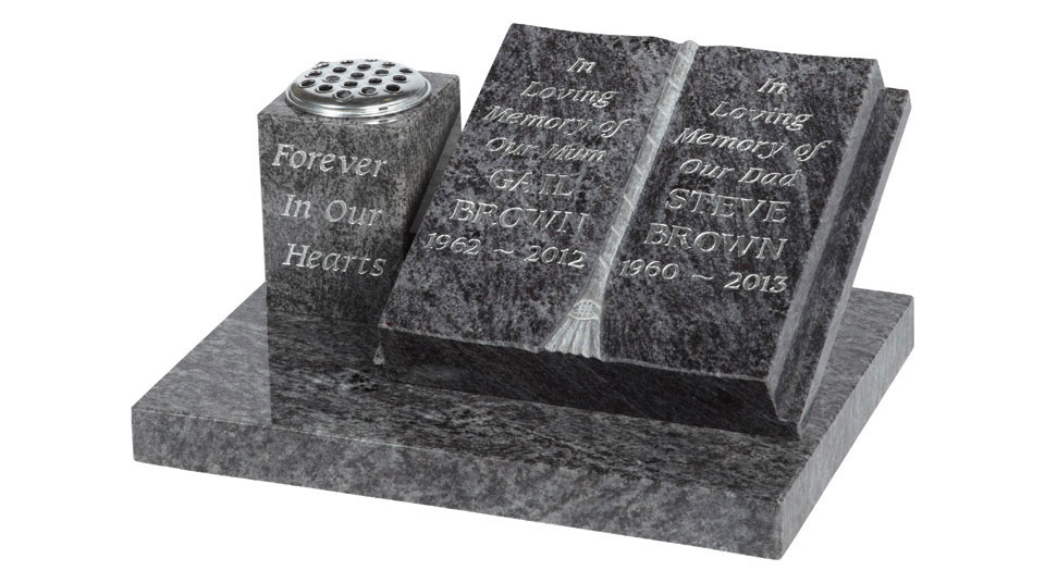 Book memorial with vase Book memorial with vase