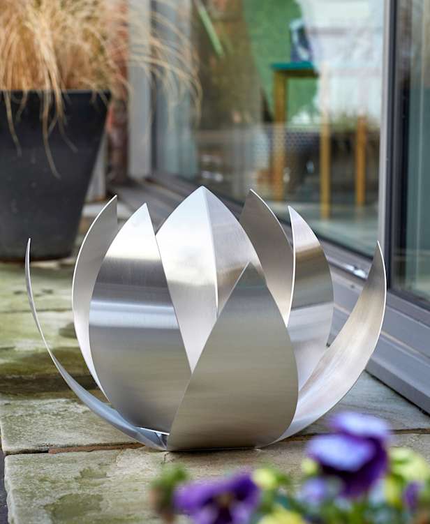 Lotus urn on a patio