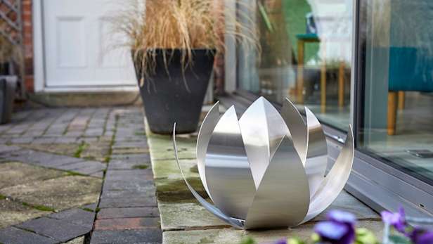 Lotus urn on patio