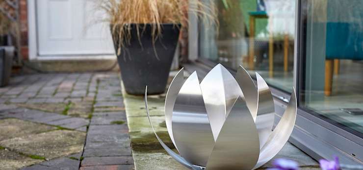 Lotus urn on patio