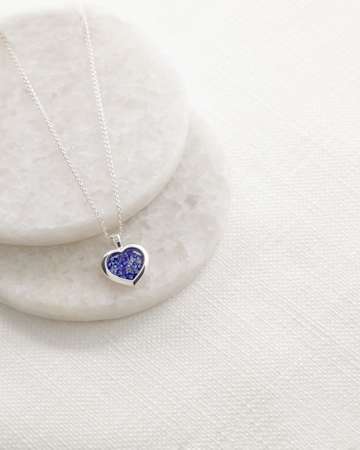 Ashes into Glass Heart Pendant - blue
