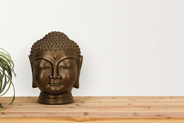 Buddha head resin urn